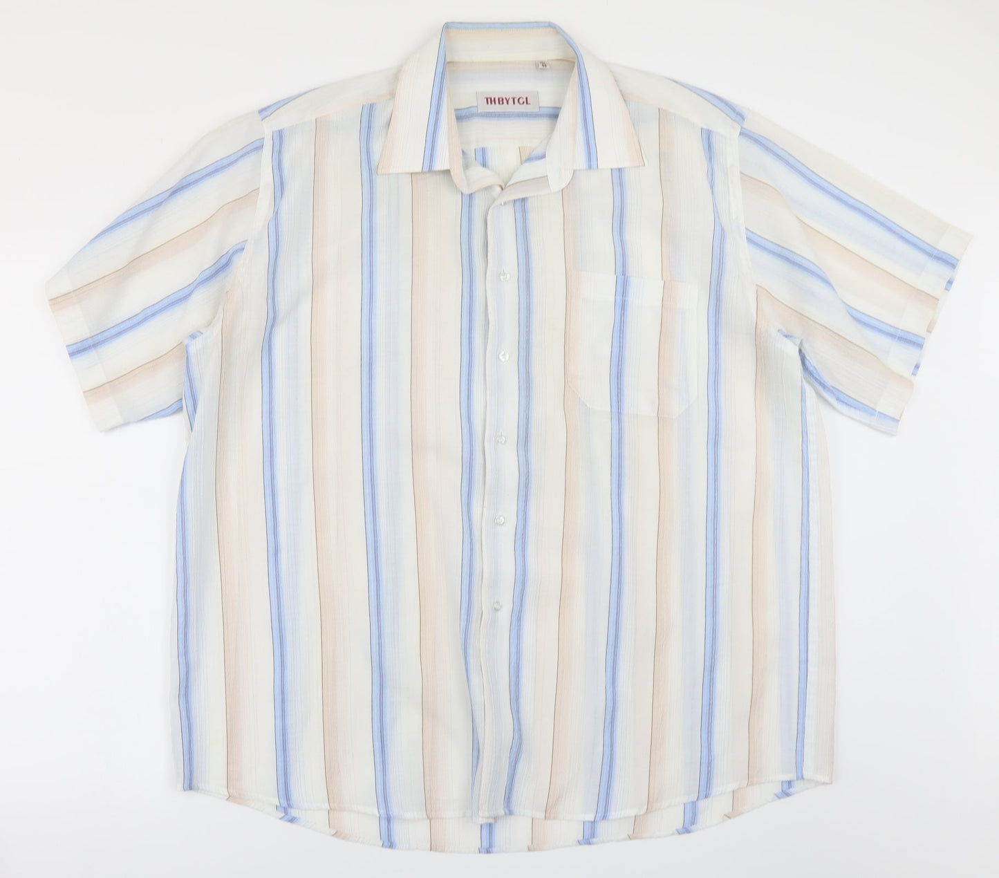 Mens UK Size 17.5 THBYTGL White  Button-Up Long Sleeve Casual Shirt