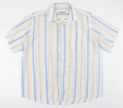 Mens UK Size 17.5 THBYTGL White  Button-Up Long Sleeve Casual Shirt