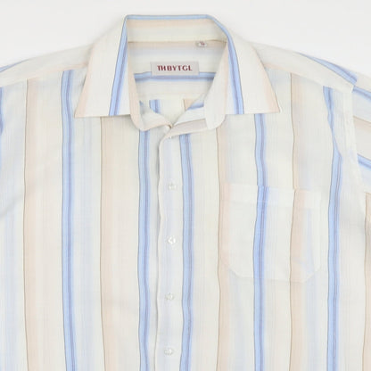 Mens UK Size 17.5 THBYTGL White  Button-Up Long Sleeve Casual Shirt