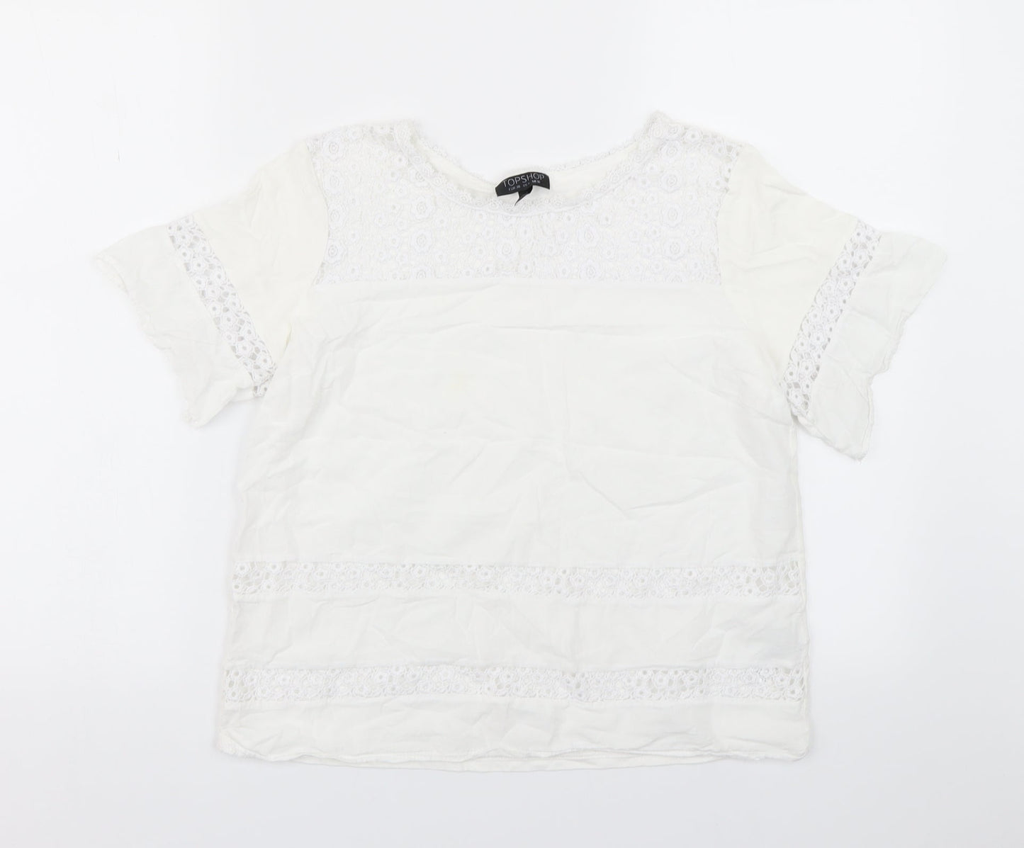 Womens UK Size 10 Topshop White Basic T-Shirt