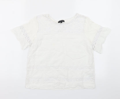 Womens UK Size 10 Topshop White Basic T-Shirt