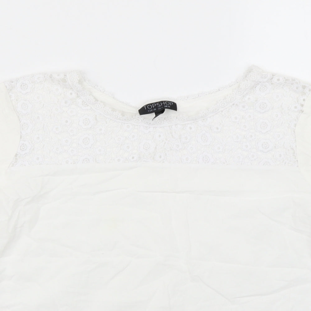 Womens UK Size 10 Topshop White Basic T-Shirt