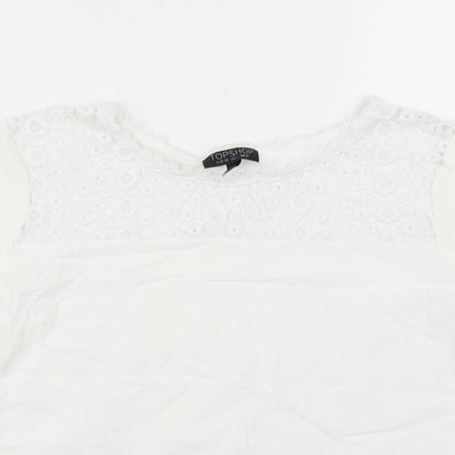 Womens UK Size 10 Topshop White Basic T-Shirt