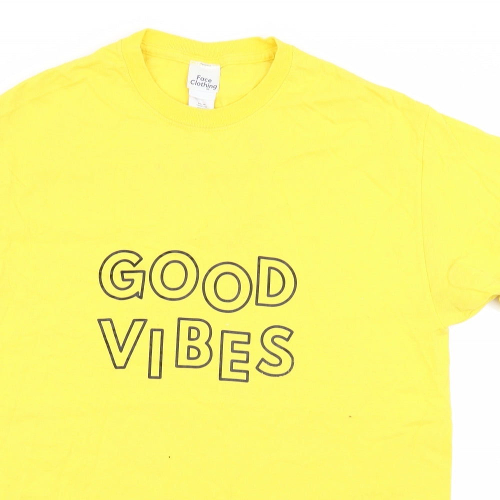 Face Clothing Mens Yellow    T-Shirt Size M