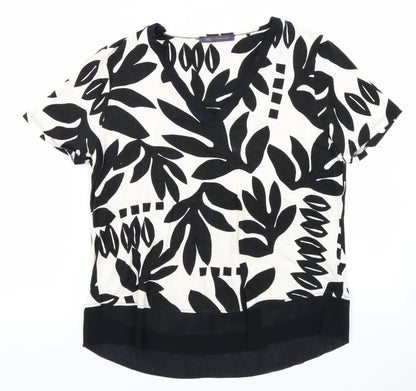 M&S Collection Womens White Floral  Basic T-Shirt Size 10