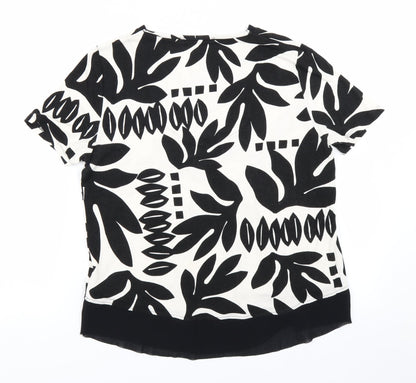 M&S Collection Womens White Floral  Basic T-Shirt Size 10