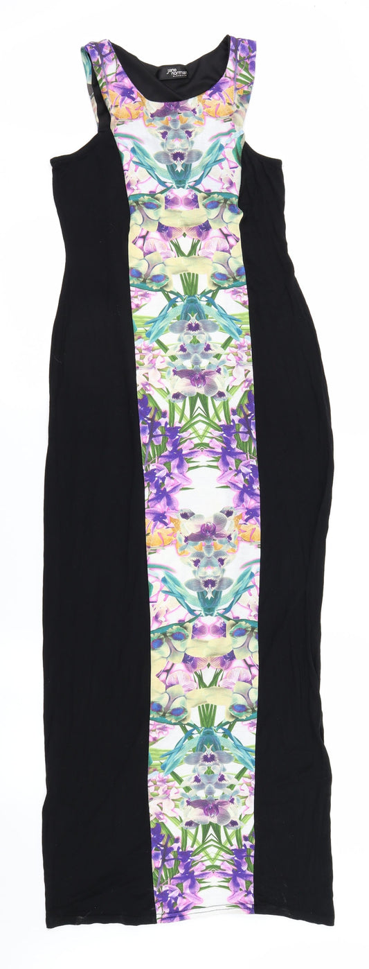 Jane Norman Womens Black Floral  Bodycon  Size 8