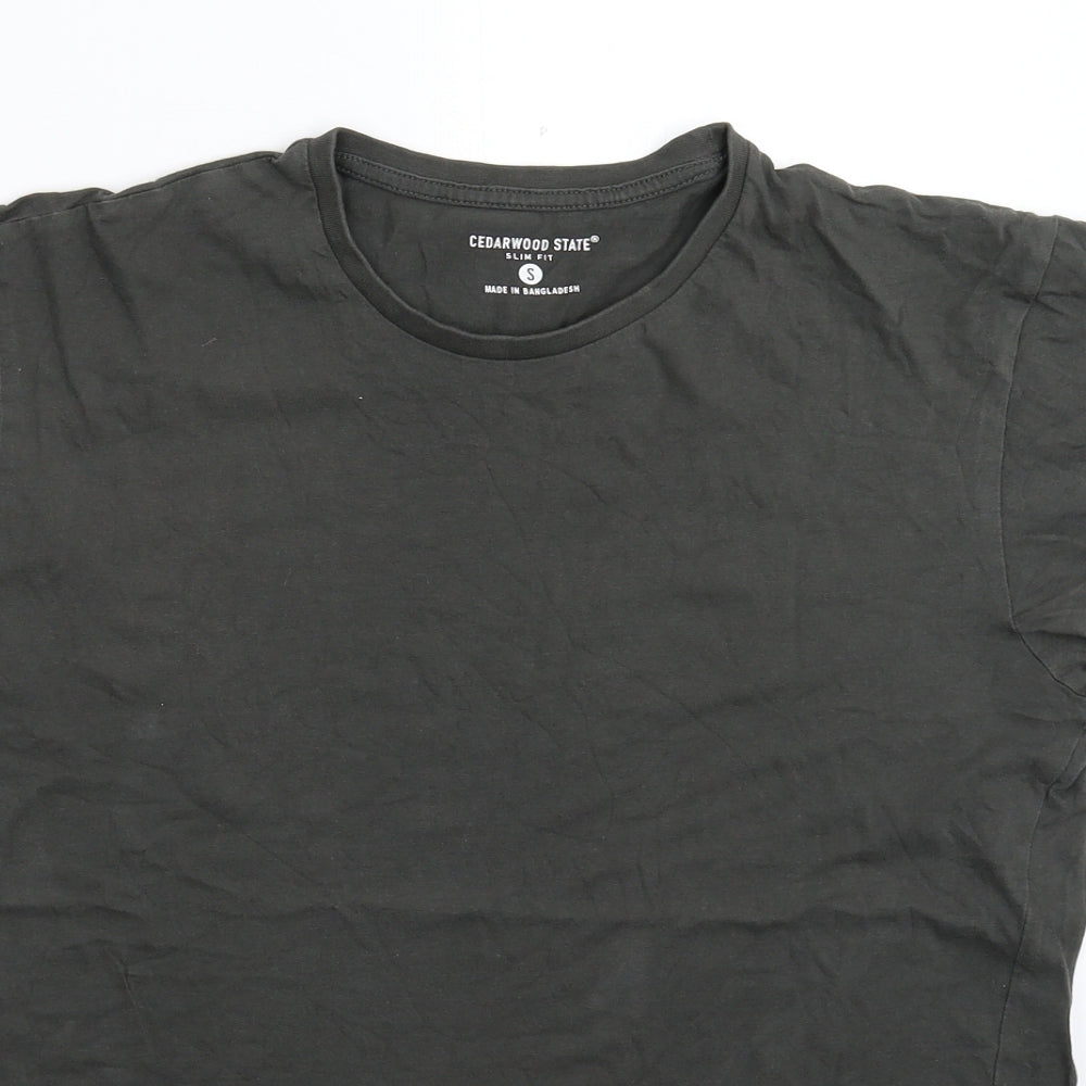 Mens UK Size S Cedar Wood State Grey  T-Shirt