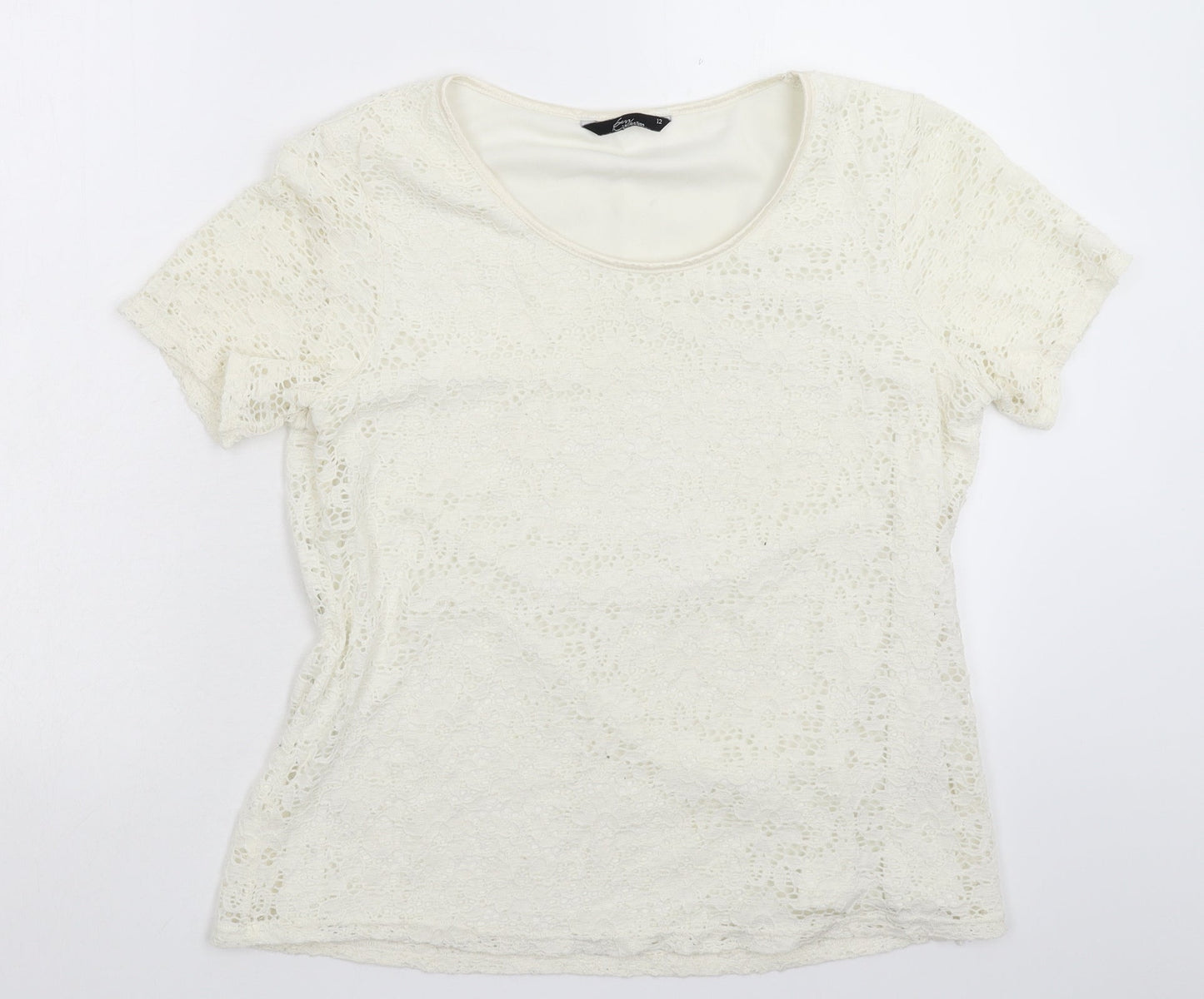 Womens UK Size 12 BM White Basic T-Shirt