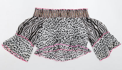 Pure Sport Womens Multicoloured Animal Print  Basic Blouse Size L