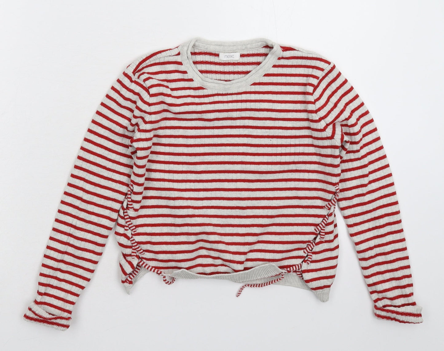 NEXT Girls White Striped Knit Pullover Jumper Size 8 Years
