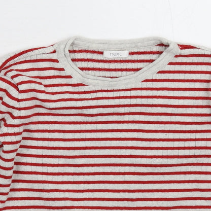 NEXT Girls White Striped Knit Pullover Jumper Size 8 Years