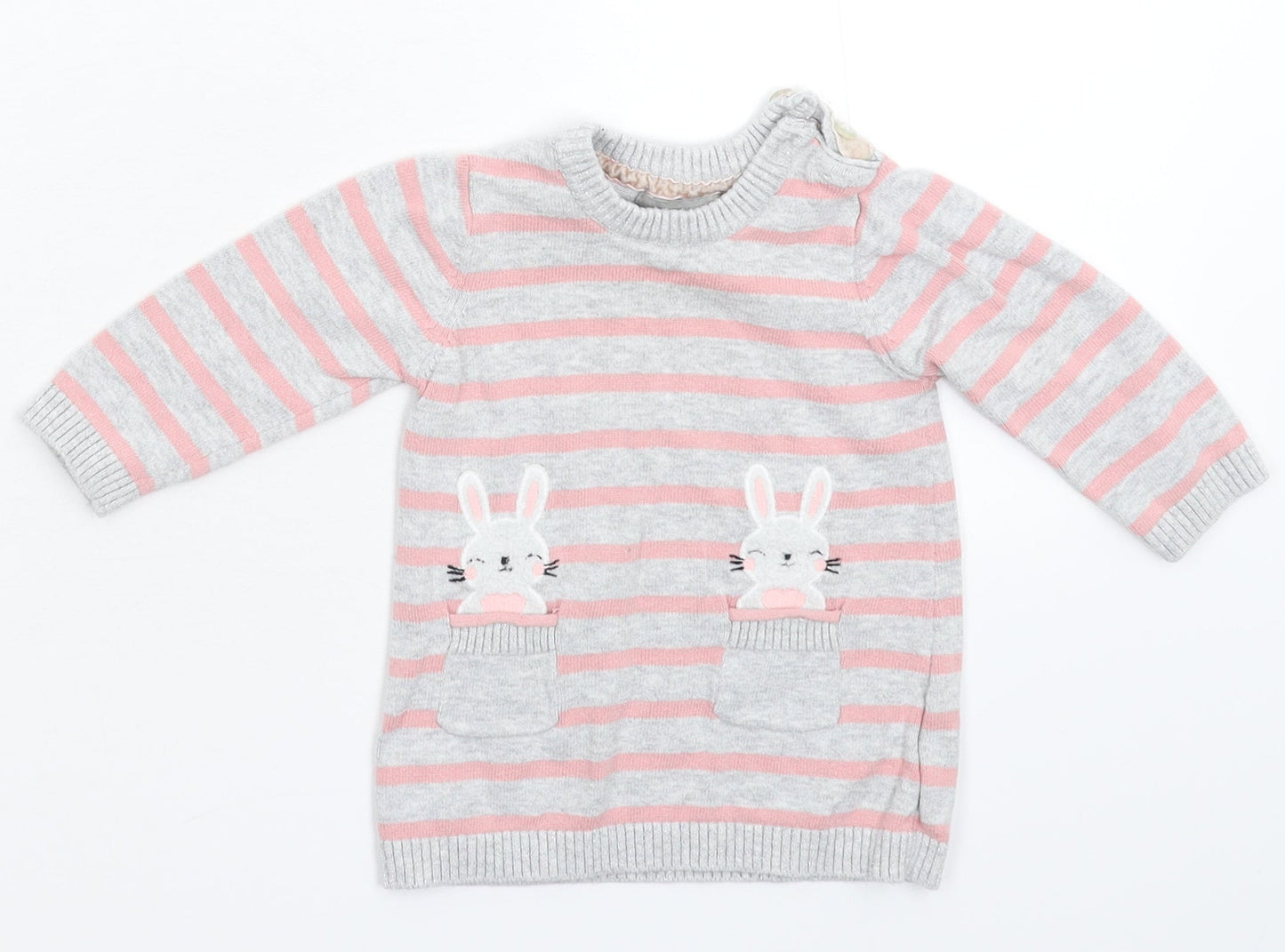 Primark Girls Multicoloured Striped Knit Pullover Jumper Size 3-6 Months