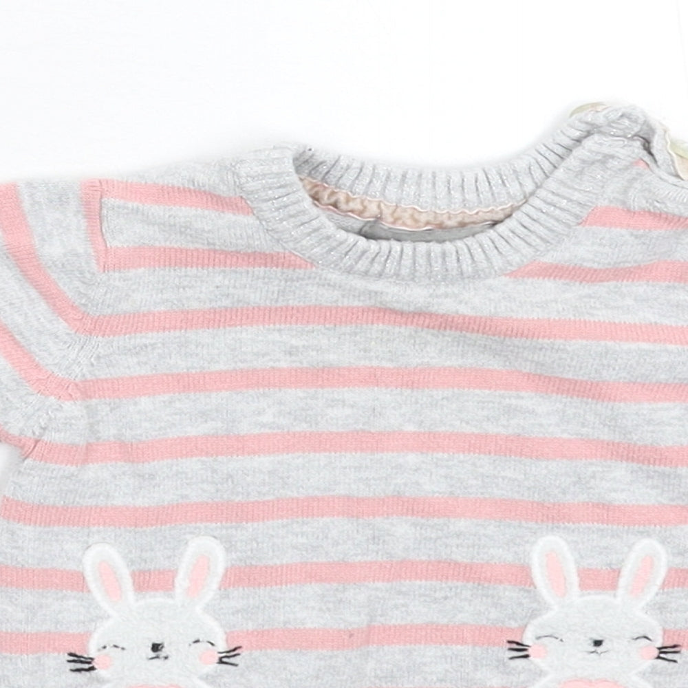 Primark Girls Multicoloured Striped Knit Pullover Jumper Size 3-6 Months