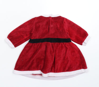 Primark Girls Red  Fleece Fit & Flare  Size 3-6 Months  - Christmas
