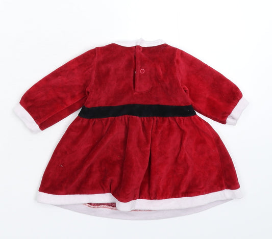 Primark Girls Red  Fleece Fit & Flare  Size 3-6 Months  - Christmas
