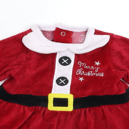 Primark Girls Red  Fleece Fit & Flare  Size 3-6 Months  - Christmas