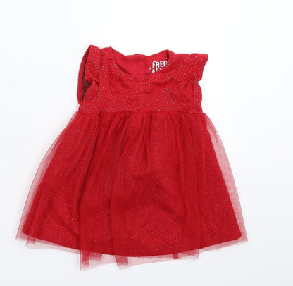Fred & Flo Girls Red   Fit & Flare  Size 6-9 Months