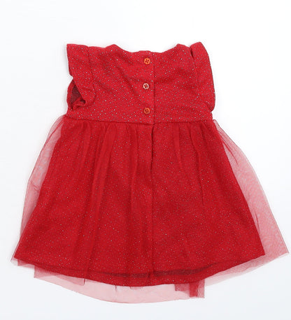 Fred & Flo Girls Red   Fit & Flare  Size 6-9 Months