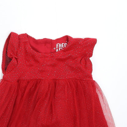 Fred & Flo Girls Red   Fit & Flare  Size 6-9 Months