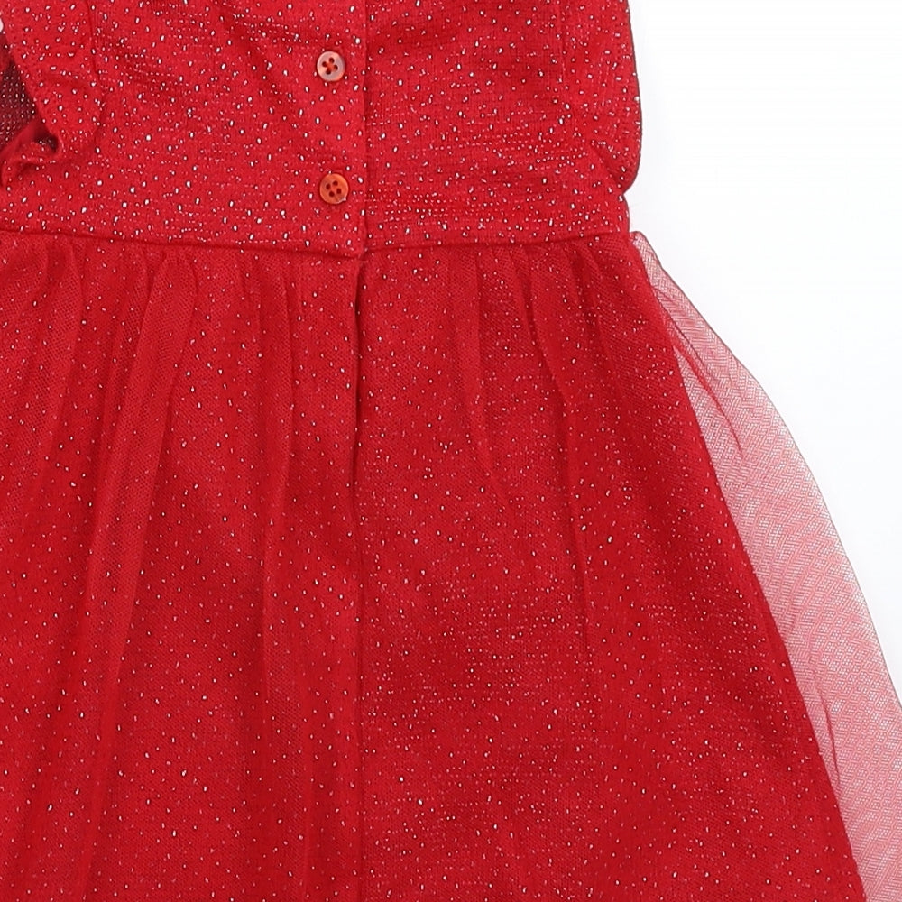 Fred & Flo Girls Red   Fit & Flare  Size 6-9 Months