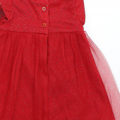 Fred & Flo Girls Red   Fit & Flare  Size 6-9 Months