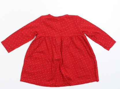 Fred & Flo Girls Red Spotted  Fit & Flare  Size 3-6 Months