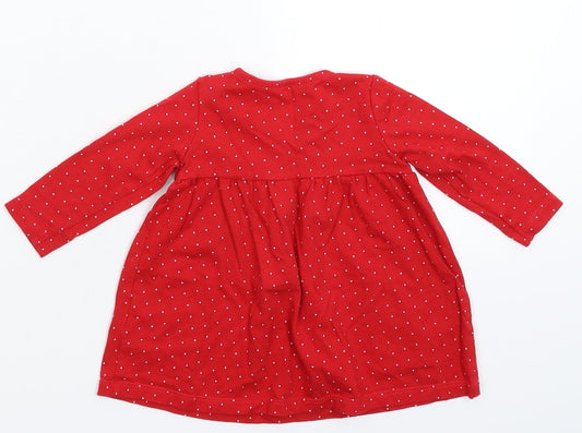 Fred & Flo Girls Red Spotted  Fit & Flare  Size 3-6 Months