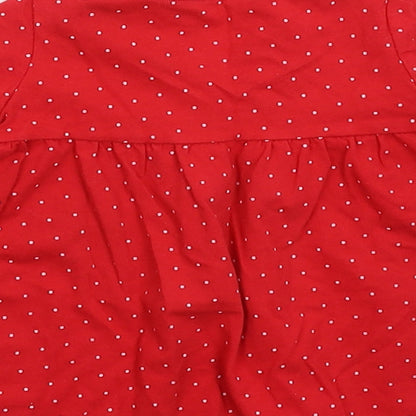 Fred & Flo Girls Red Spotted  Fit & Flare  Size 3-6 Months