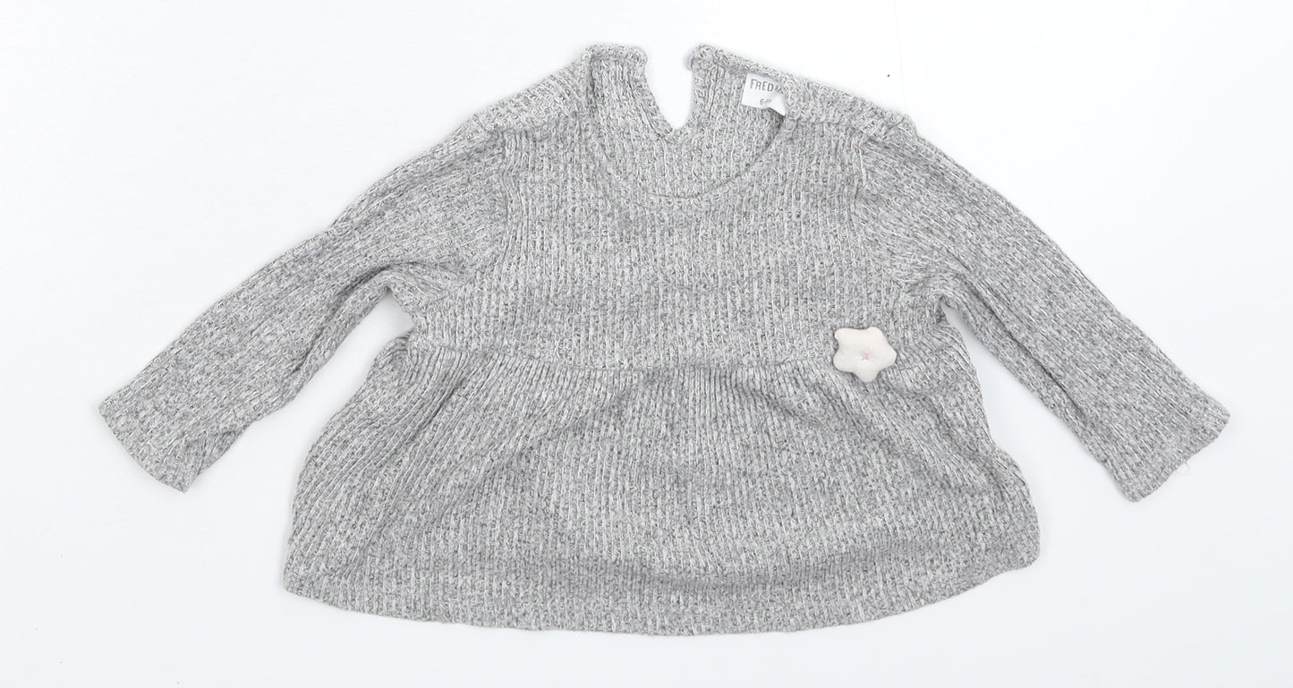 Fred & Flo Girls Grey   Jumper Dress  Size 3-6 Months