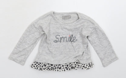 Primark Girls Grey  Knit Pullover Jumper Size 9-12 Months