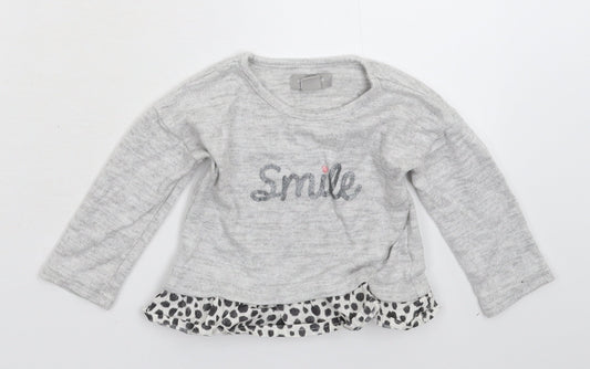 Primark Girls Grey  Knit Pullover Jumper Size 9-12 Months