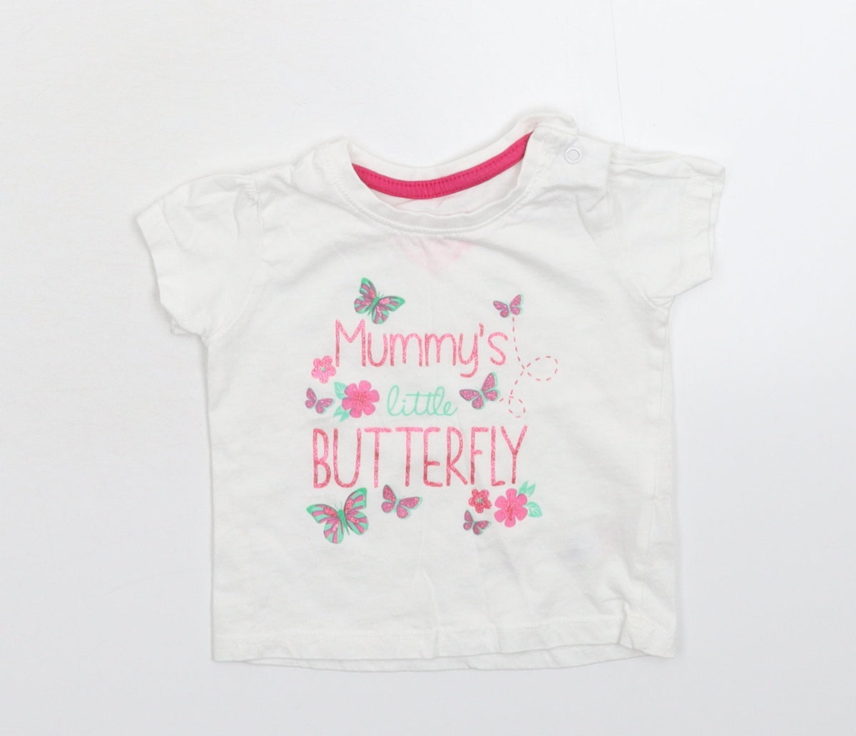 Additional front view of Primark girls’ white basic t-shirt, size 6-9, months