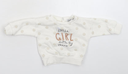Primark Girls White Spotted  Pullover Jumper Size 3-6 Months  - Sweatshirt