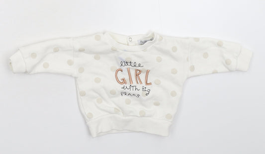 Primark Girls White Spotted  Pullover Jumper Size 3-6 Months  - Sweatshirt