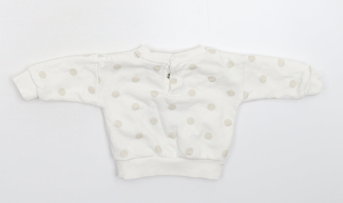Primark Girls White Spotted  Pullover Jumper Size 3-6 Months  - Sweatshirt