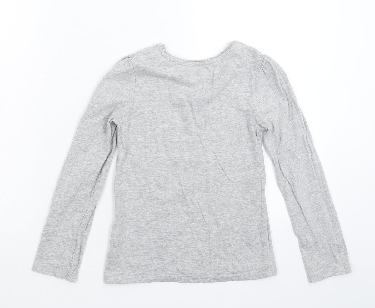 Back view of Young Dimension girls’ grey basic t-shirt, size 6-7, years