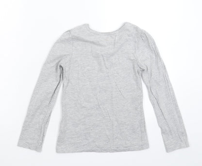 Back view of Young Dimension girls’ grey basic t-shirt, size 6-7, years
