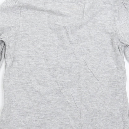 Brand and care label for Young Dimension girls’ grey basic t-shirt, size 6-7, years
