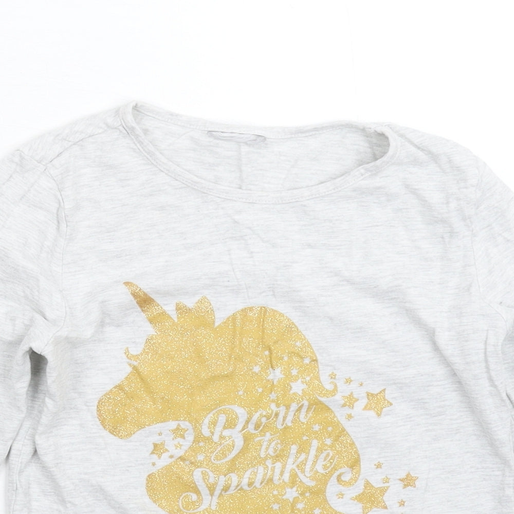 Matalan Girls Grey   Basic T-Shirt Size 8-9 Years
