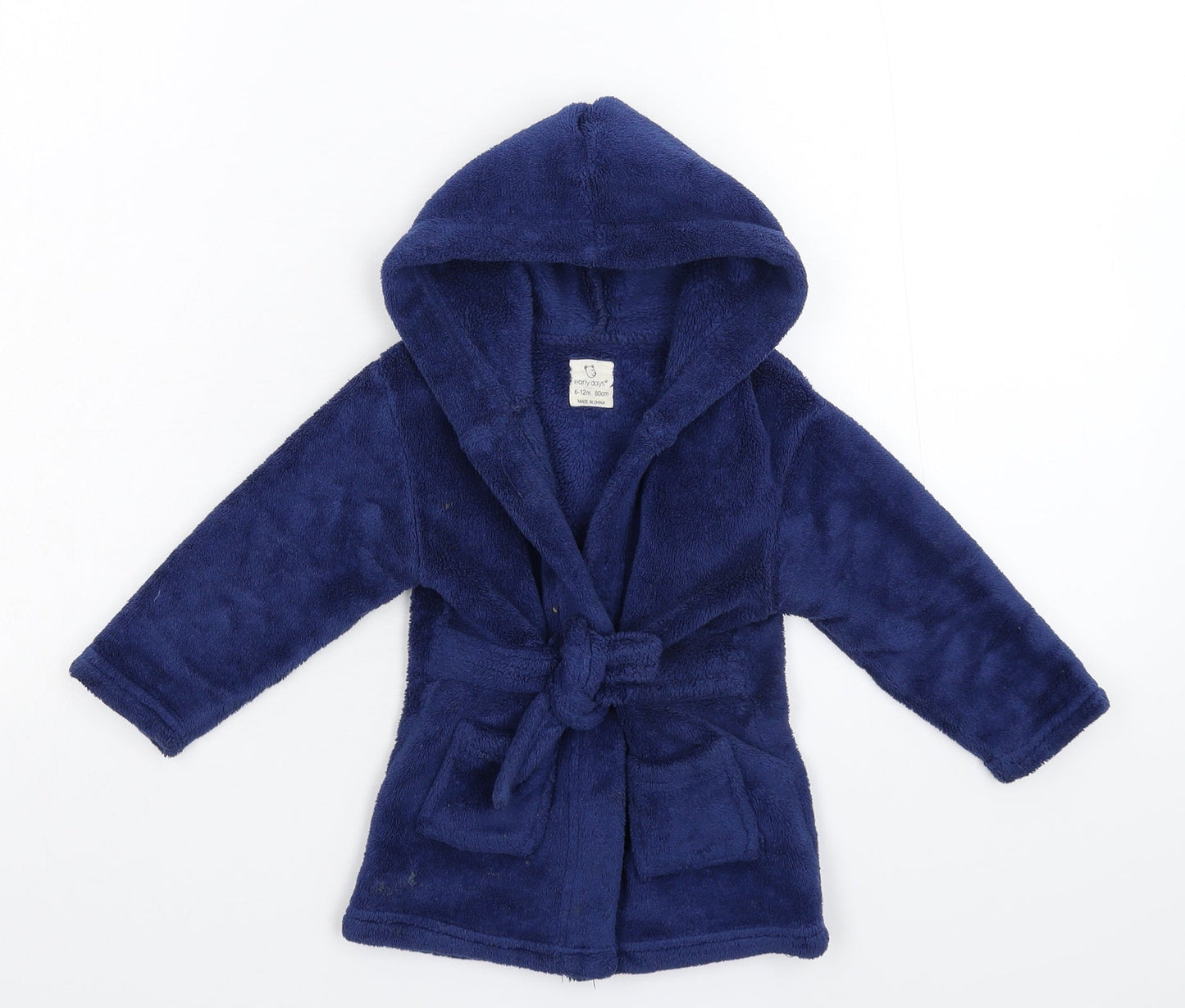 Earlydays Baby Blue Solid Fleece Kimono Robe Size 9-12 Months