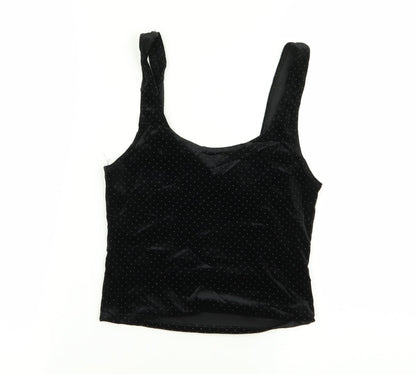 Miss Selfridge Womens Black Polka Dot  Basic Tank Size 8  - crop top