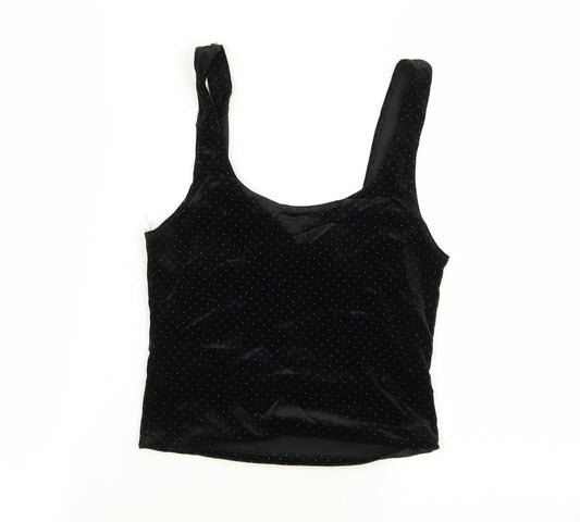 Miss Selfridge Womens Black Polka Dot  Basic Tank Size 8  - crop top