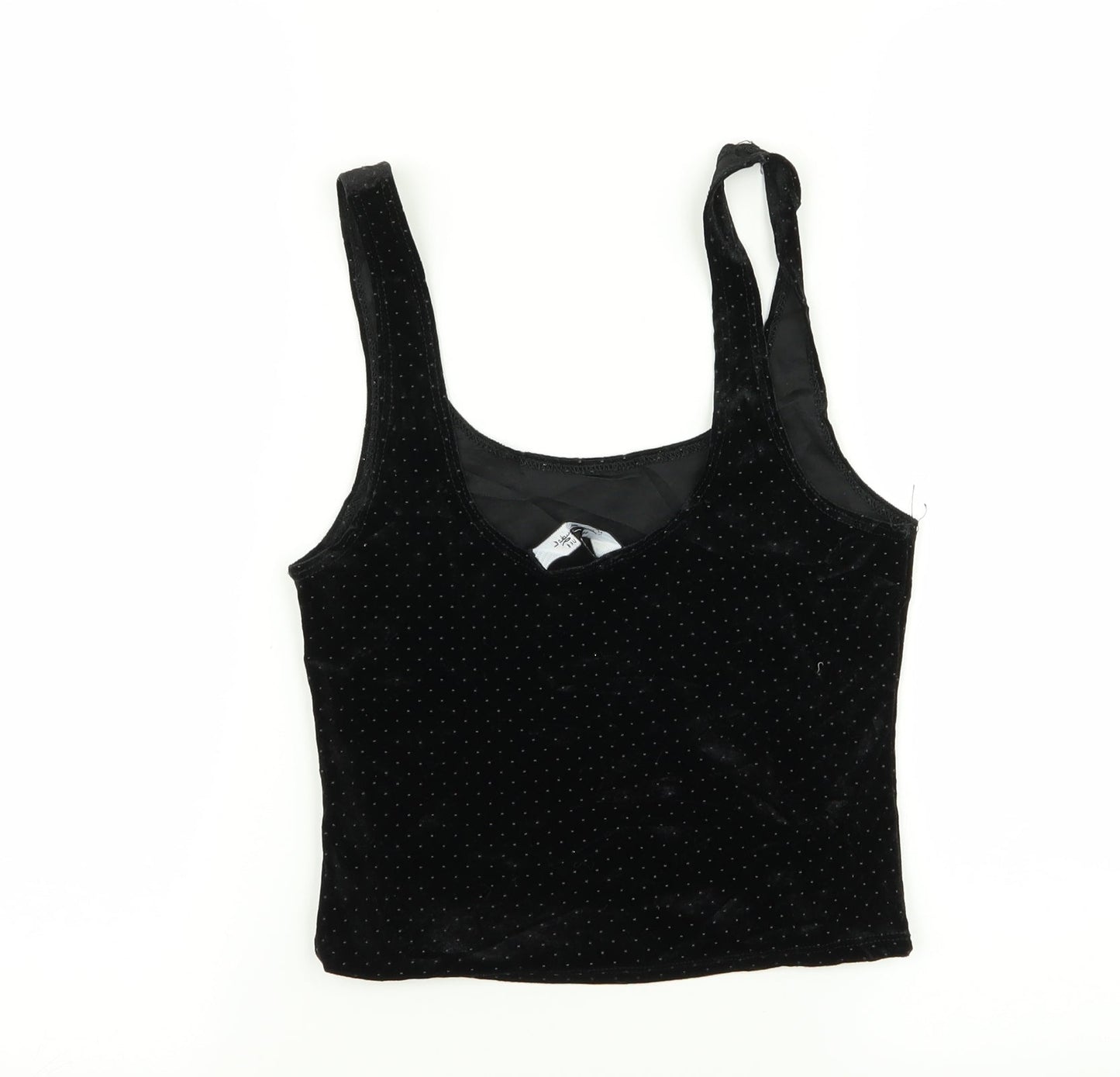 Miss Selfridge Womens Black Polka Dot  Basic Tank Size 8  - crop top