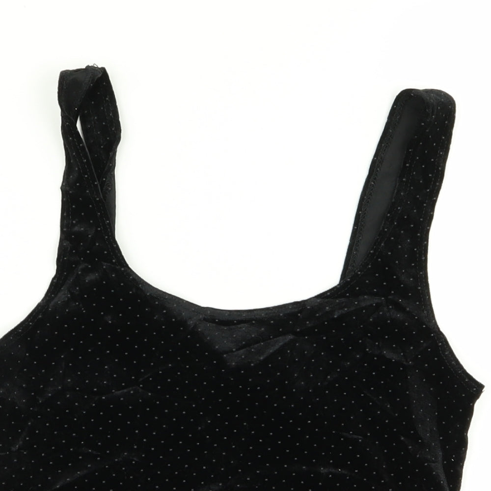 Miss Selfridge Womens Black Polka Dot  Basic Tank Size 8  - crop top