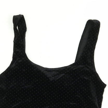 Miss Selfridge Womens Black Polka Dot  Basic Tank Size 8  - crop top