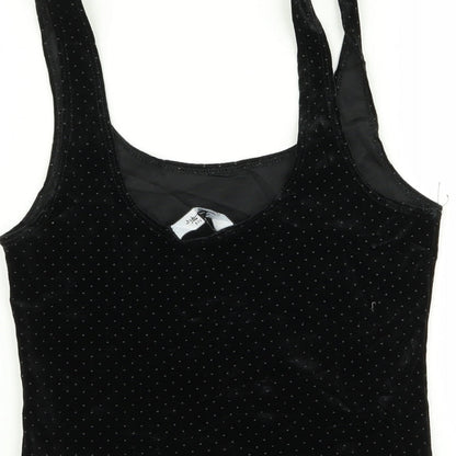 Miss Selfridge Womens Black Polka Dot  Basic Tank Size 8  - crop top