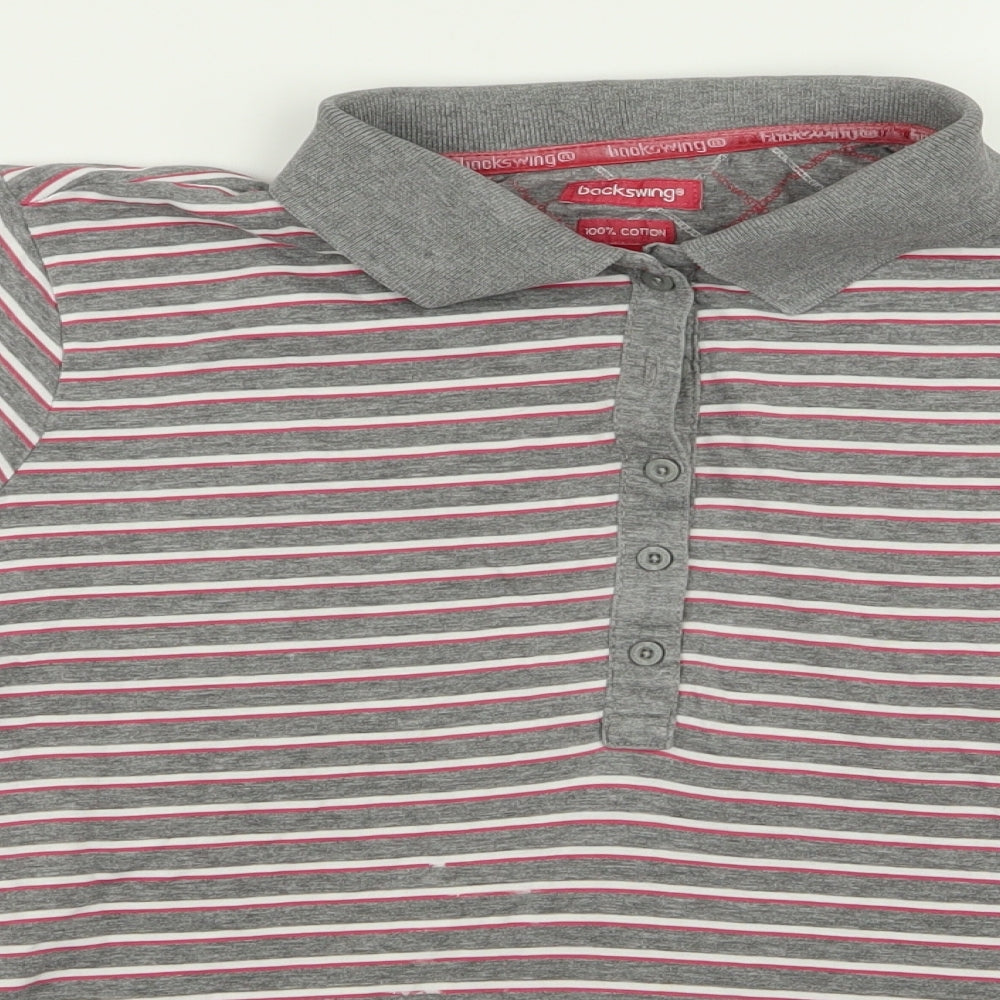 backswing Womens Multicoloured Striped  Basic Polo Size L