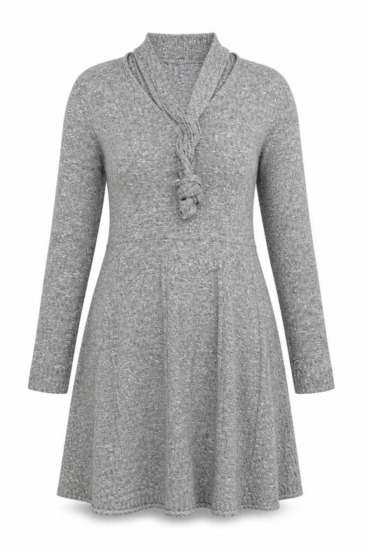 Front view of Papaya women’s grey fit & flare, size L