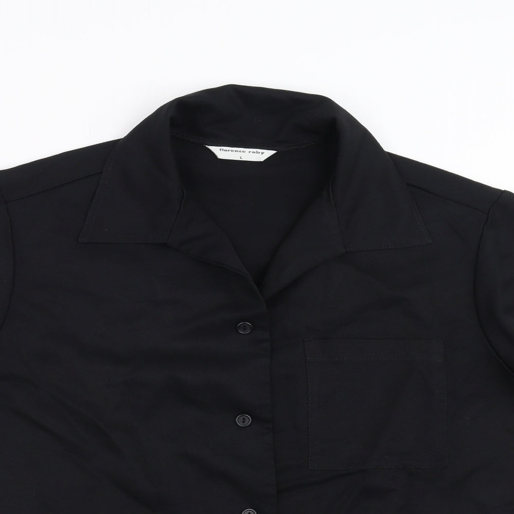 Mens UK Size L Florence Roby Black  Button-Up Short Sleeve Casual Shirt
